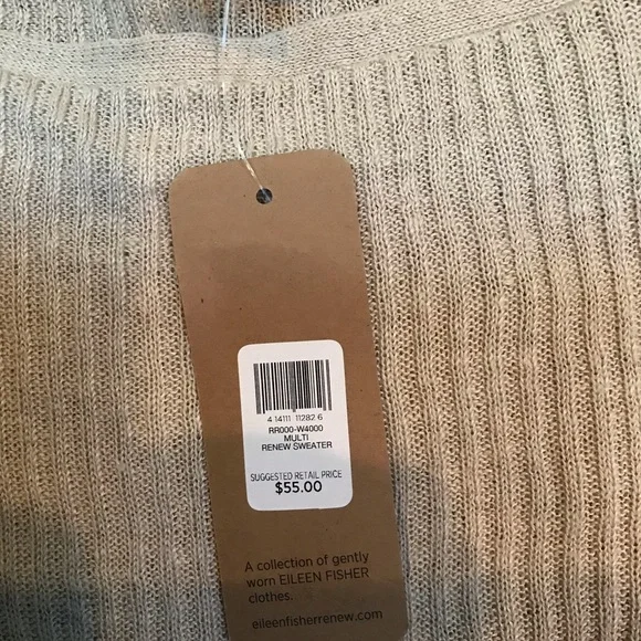 Eileen Fisher Renew collection 100% Linen Light weight tan ribbed sweater- XS - Picture 4 of 5